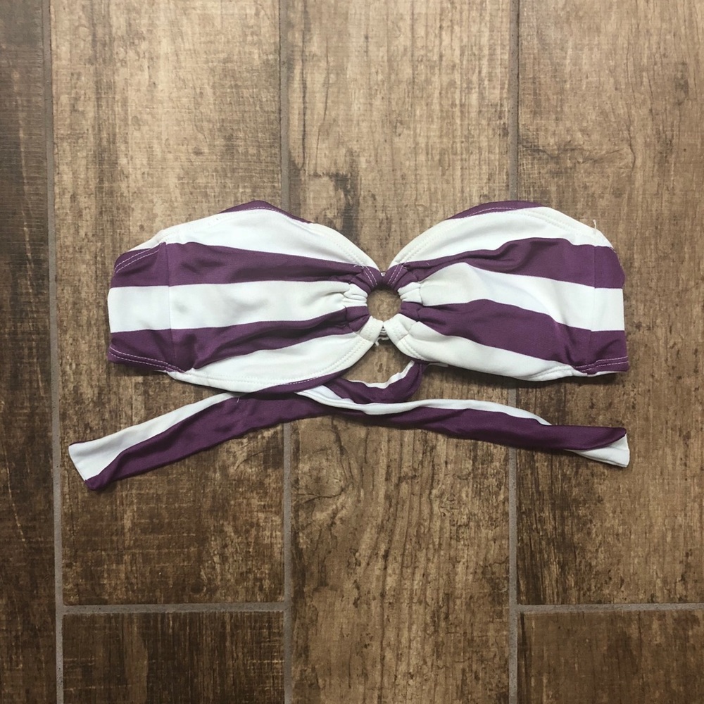 Strapless Striped Bikini Top
